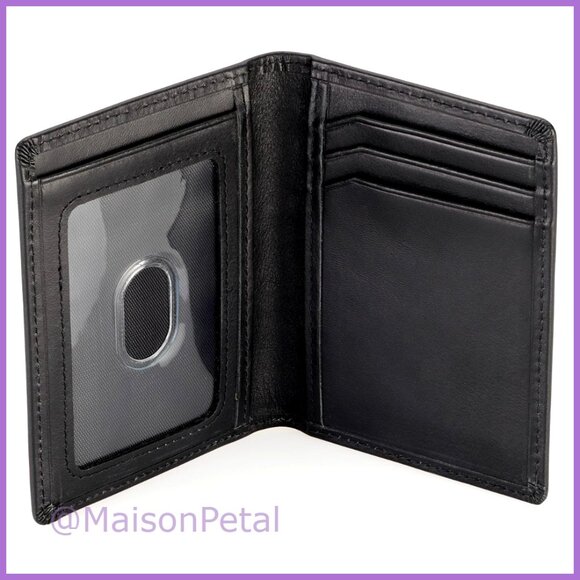 Slim Front Pocket Wallet RFID Blocking Genuine Leather Bifold Design